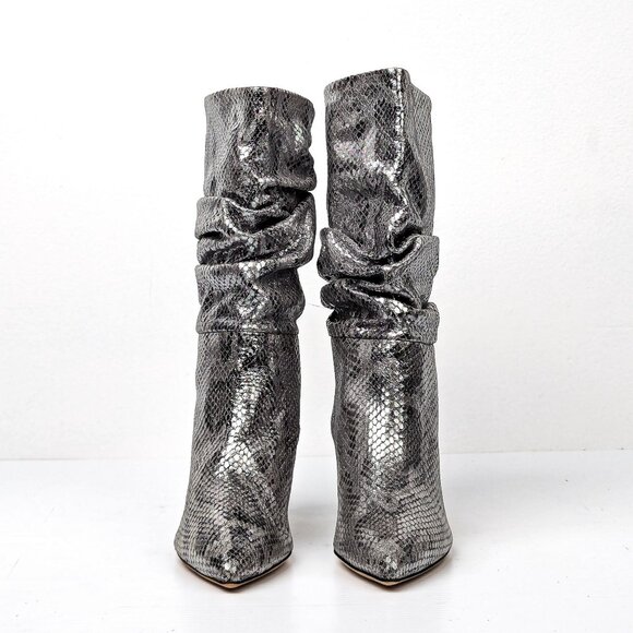 Paris Texas Wmn 60mm Slouchy Metallic Python Pointy Toe boots 6.5US 37EUR - Picture 2 of 8